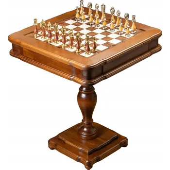 Obývací pokoj Luxusní šachový stolek 58×58×9,5 cm s figurkami Staunton 10 cm