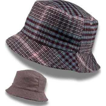 Klobouk KRUMLOVANKA Oboustranný dámský klobouk Bucket - starorůžový - kostka Fa-57126-STA Vyberte velikost: M