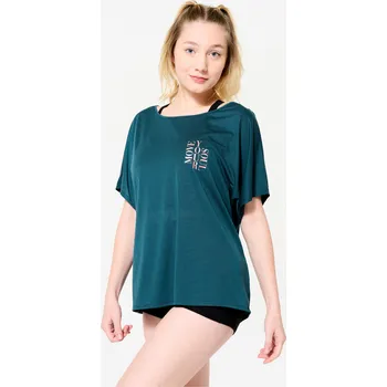 DOMYOS Dámské taneční tričko s krátkým rukávem S MODRÁ|ZELENÁ