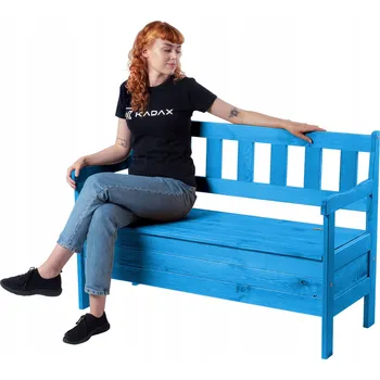Zahradní lavice Zahradní lavička Kadax dřevěná s opěradlem modrá 120 cm x 49 cm