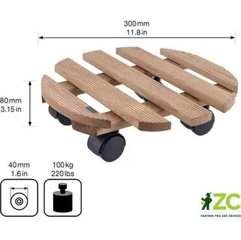 Květináč Podložka pod květináč kruhový - 30 cm Country buk palisandr (nosnost 100kg)