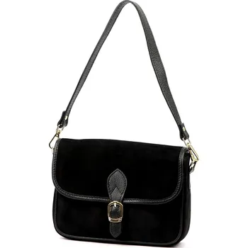 Kabelka Kožená semišová kabelka přes rameno černá