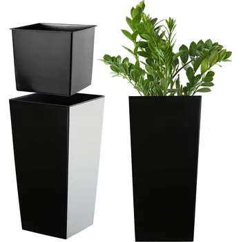 Květináč Květináč plast černý Kadax 24 cm x 24 cm x 46,5 cm