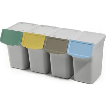 Odpadkový koš 4x KADAX ODPADKOVÝ KOŠ NÁDOBA NA TŘÍDĚNÝ ODPAD 20L POPELNICE ŠEDÁ