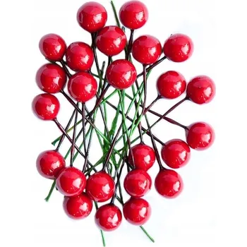 Vánoce Plody cesmíny Dalprint 1,2 cm, 24 kusů, červené