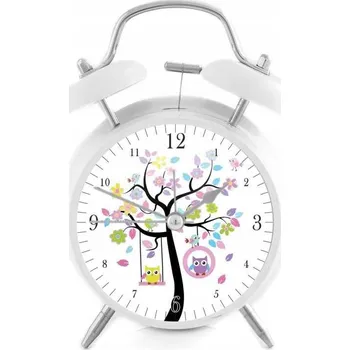 Budík Hlasitý budík s retro zvonky - sovičky 8