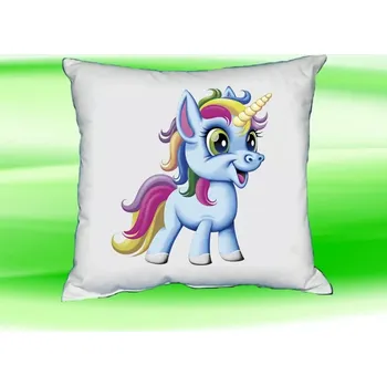 Dekorativní polštářek polštář jednorožec 35x35 cm bílý (dětský polštářek s jednorožcem)