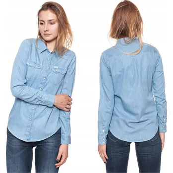 Dámská košile Lee dámská košile s dlouhým rukávem, bez vzoru, modrá L516MHCO, velikost XS