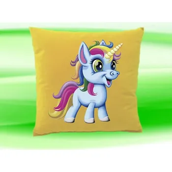 Dekorativní polštářek polštář jednorožec 35x35 cm béžový (dětský polštářek s jednorožcem)