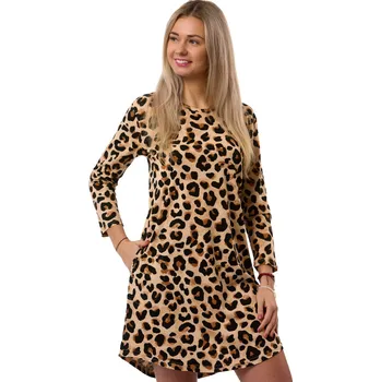 Dámská noční košile Dámská noční košile, bavlněná, béžová s jaguářím vzorem 1C4165 béžová xl