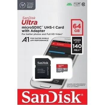 Paměťová karta Rychlá karta SanDisk 140 MB/s 64 GB micro SDHC SD