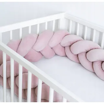 Prostěradlo Copánek Chránič do postýlky Ochrana 300 cm Velur Růžová