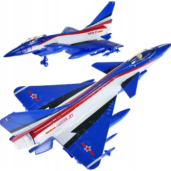 autíčko Kovové letadlo se světlem a zvukem Chengdu J-10 - 22 cm modré