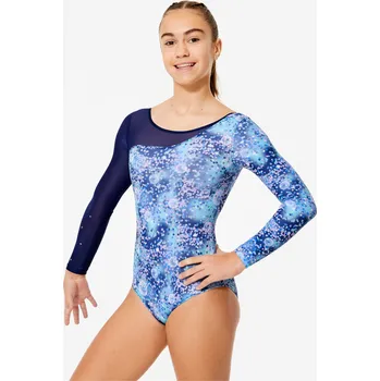 DOMYOS Dívčí gymnastický dres s dlouhým rukávem 10-11 LET MODRÁ