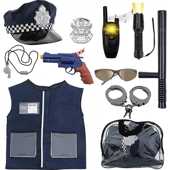 Hra na policii a hasiče SADA MALÉHO POLICAJTA PRO DĚTI POLICIE DOPLŇKY VESTA ČEPICE