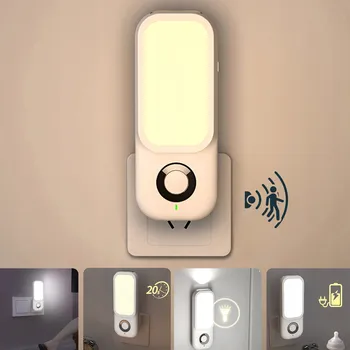 Lampička NOČNÍ LAMPA LED S ČIDLEM POHYBU DO ZÁSUVKY Inteligentní Lampa