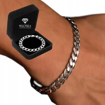 Náramek DIAMANTOVÝ Stříbrný Pánský Náramek Pancíř 20cm + DÁREK