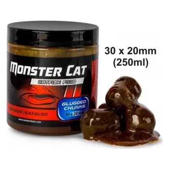Boilies Monster Cat Glugged pelety 30x20mm/300g Black Halibut