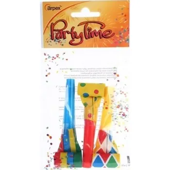Party dekorace Papírové rozfukovací píšťalky BAREVNÉ na párty 3ks