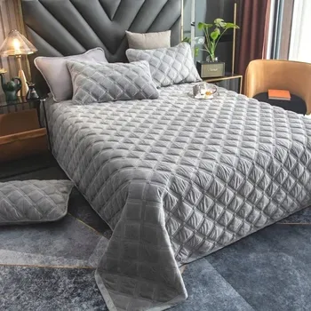 Přehoz na lůžko Přehoz na postel Kalimpo velur 240 cm x 220 cm šedý