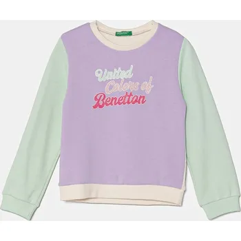 Chlapecká mikina Dětská bavlněná mikina United Colors of Benetton fialová barva, s potiskem, 3J70G10HX 3J70G10HX.P.Seasonal 48X, vel. 110