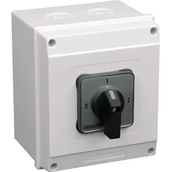 spínač Vačkový přepínač, 0-1-2, v krabici Tracon TKB-639/3T65 400V, 50Hz, 63A, 2×3P, 18,5kW, 64×64mm, 90°, IP65 (Tracon TKB-639/3T65)