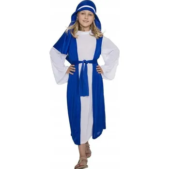 Karnevalový kostým Kostým Marie pro dívku, velikost 110-120 cm, na Vánoční hru (Jasełka) - tunika, pásek, šátek