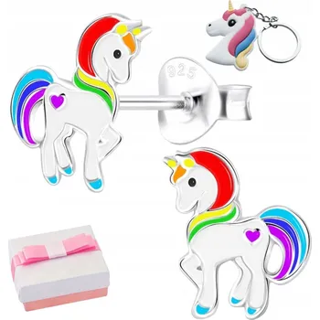 Náušnice STŘÍBRNÉ NÁUŠNICE PRO DÍVKU JEDNOROŽCI PEcky