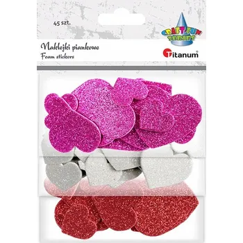 samolepka Samolepky pěnové Třpytivá Srdíčka 45 ks Titanum