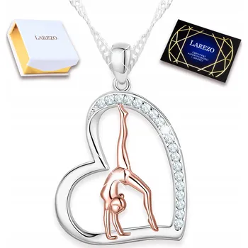 Náhrdelník Stříbrný Náhrdelník s Holčičkou Srdce Baletka Tanec Zirkony STŘÍBRO 925