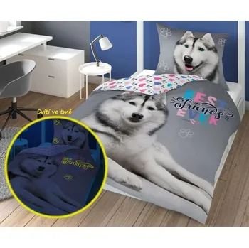 Povlečení Svítící povlečení HUSKY – oboustranné, 100% bavlna 140×200 / 70×80 cm (NOVINKA 2025)