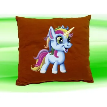 Dekorativní polštářek polštář jednorožec 35x35 cm hnědý (dětský polštářek s jednorožcem)