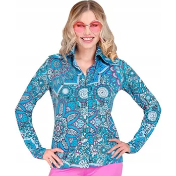 Dámská košile Dámská modrá košile s mandalou, styl 60./70. léta, velikost S/M