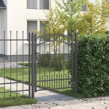 branka Brána s hrotem se zámkem Šedá 103 x 125 cm Ocel