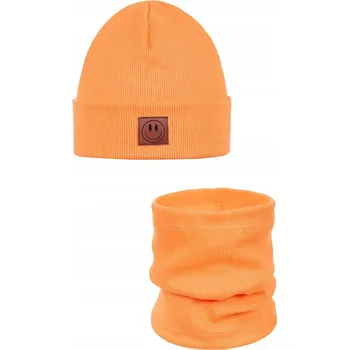 Čepice Jarní set: čepice a nákrčník SMILE - bavlna - PEACH 40-46