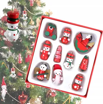 Vánoční dekorace Dřevěné Vánoční Baňky Vánoční Ozdoby na Stromeček 10 ks