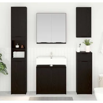 Příborník do zásuvky Sada koupelnových skříněk 3 pcs Černý dub kompozitní dřevo