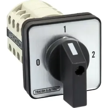 spínač Vačkový přepínač, 0-1-2 Tracon TKB-209/4 400V, 50Hz, 20A, 2×4P, 5,5kW, 48×48mm, 90° (Tracon TKB-209/4)