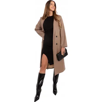 Dámský kabát Rue Paris dámský béžový kabát klasického střihu bez kapuce univerzální velikost