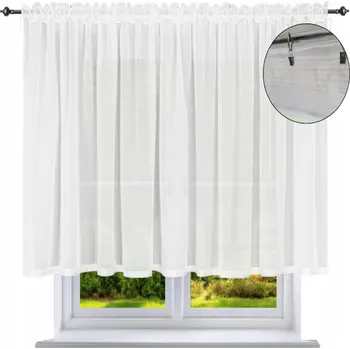 Záclona Hotová záclona rovná s lemováním 400x170 do obýváku, hladké záclony z voál bílé