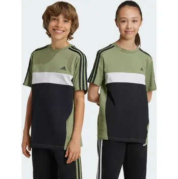 Pánské tričko ADIDAS Tričko Tiberio 3-Stripes Colorblock Cotton Kids 7 LET BÍLÁ|ZELENÁ|ČERNÁ
