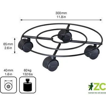 Podložka pod květináč kruhový - 30 cm - černá matná ocel (20094301)