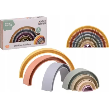 Dřevěná hračka Dětská skládací duha BAREVNÁ z BIO plastu 12 m+ Happy Word