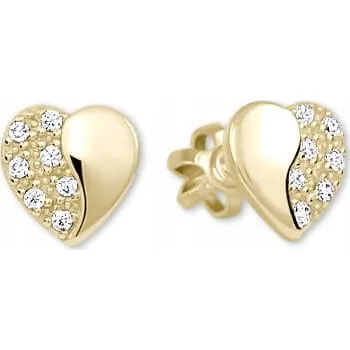 Náušnice Brilio Zlaté náušnice Srdíčka s krystaly 239 001 00878