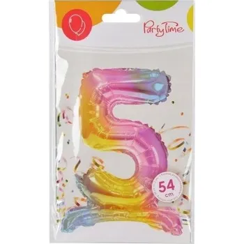 Balónek Fóliový balónek stojící číslice 5 pět duhová 54 cm