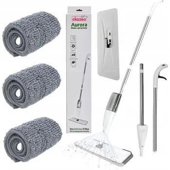 Mop s rozprašovačem plochý + 3 náhradní návleky z mikrovlákna, dlouhý, na úklid