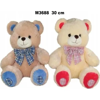 plyšák PLYŠÁK MEDVÍDEK 30 CM SEDÍCÍ S MAŠLE KOSTKOVANOU