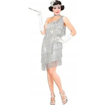 Karnevalový kostým Šaty retro 20. léta Charleston stříbrné L