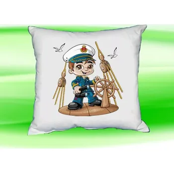 Dekorativní polštářek Dětský polštář kapitán námořník bílý (dětský polštářek 35x35 cm s námořníkem)
