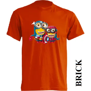 Pánské tričko levne-bavlnene-tricko-potisk-mimon-spiderman-kapitan-amerika Barva: Brick - cihlově oranžová, velikost: S